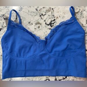 Aerie Superchill Seamless Corset Bra, size L, Cobalt Blue